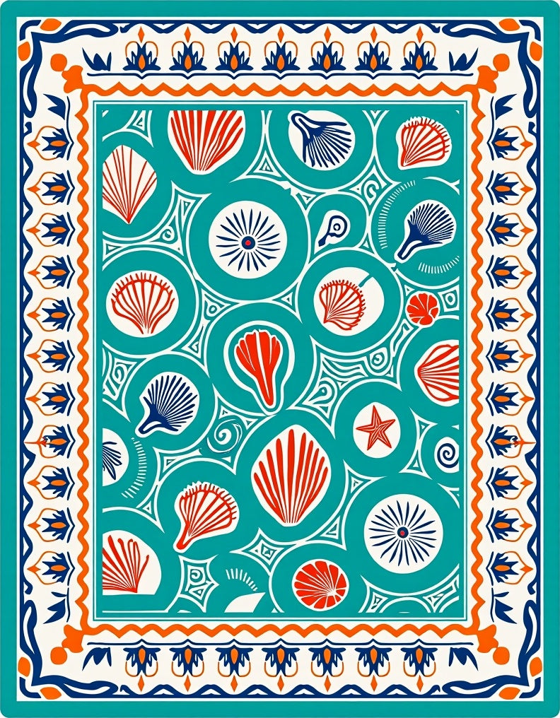 Coastal Shell Starfish Pattern Rug