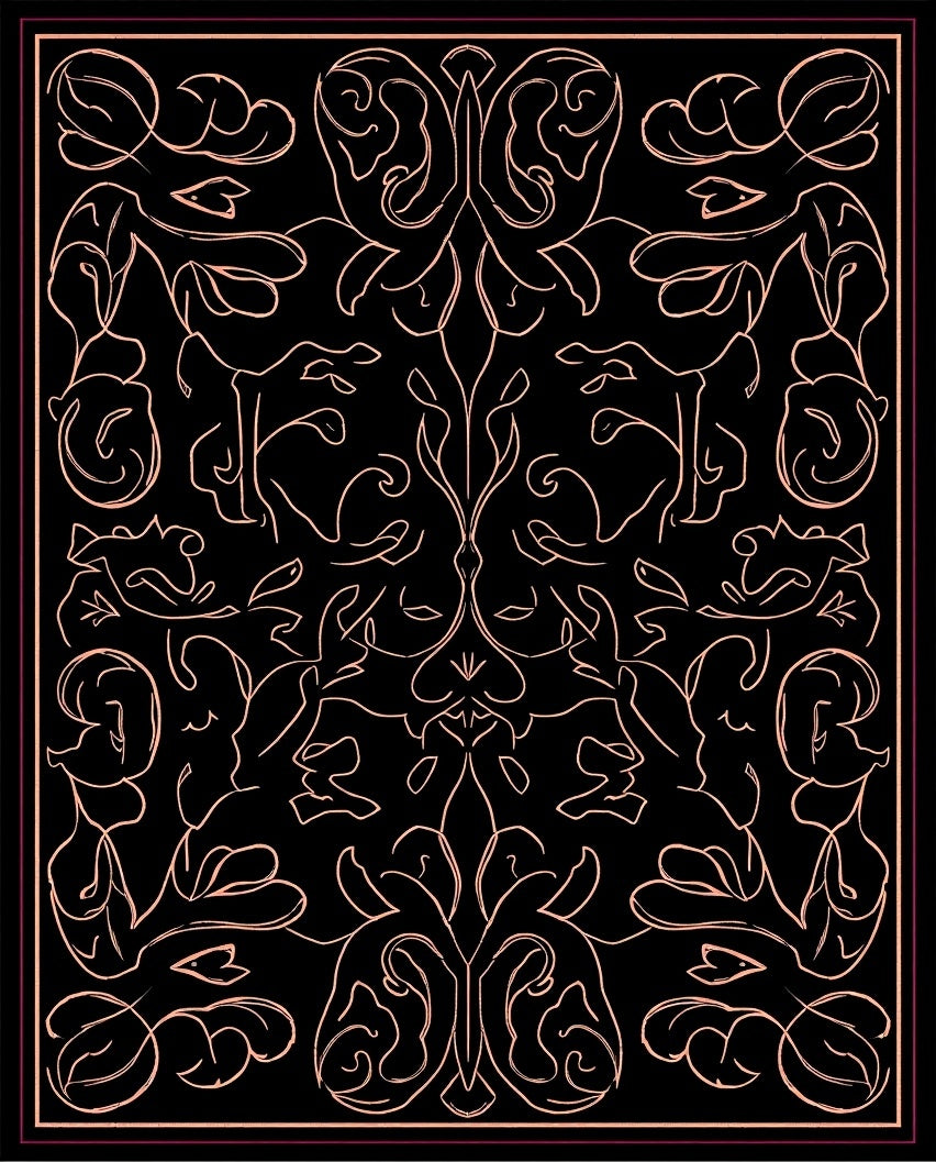 Art Nouveau Floral Outline Design Rug