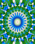 Vivid Blue Green Floral Starburst Rug