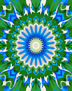Vivid Blue Green Floral Starburst Rug