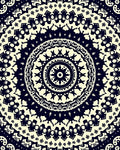 Intricate Black Cream Mandala Pattern Rug