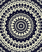 Intricate Black Cream Mandala Pattern Rug