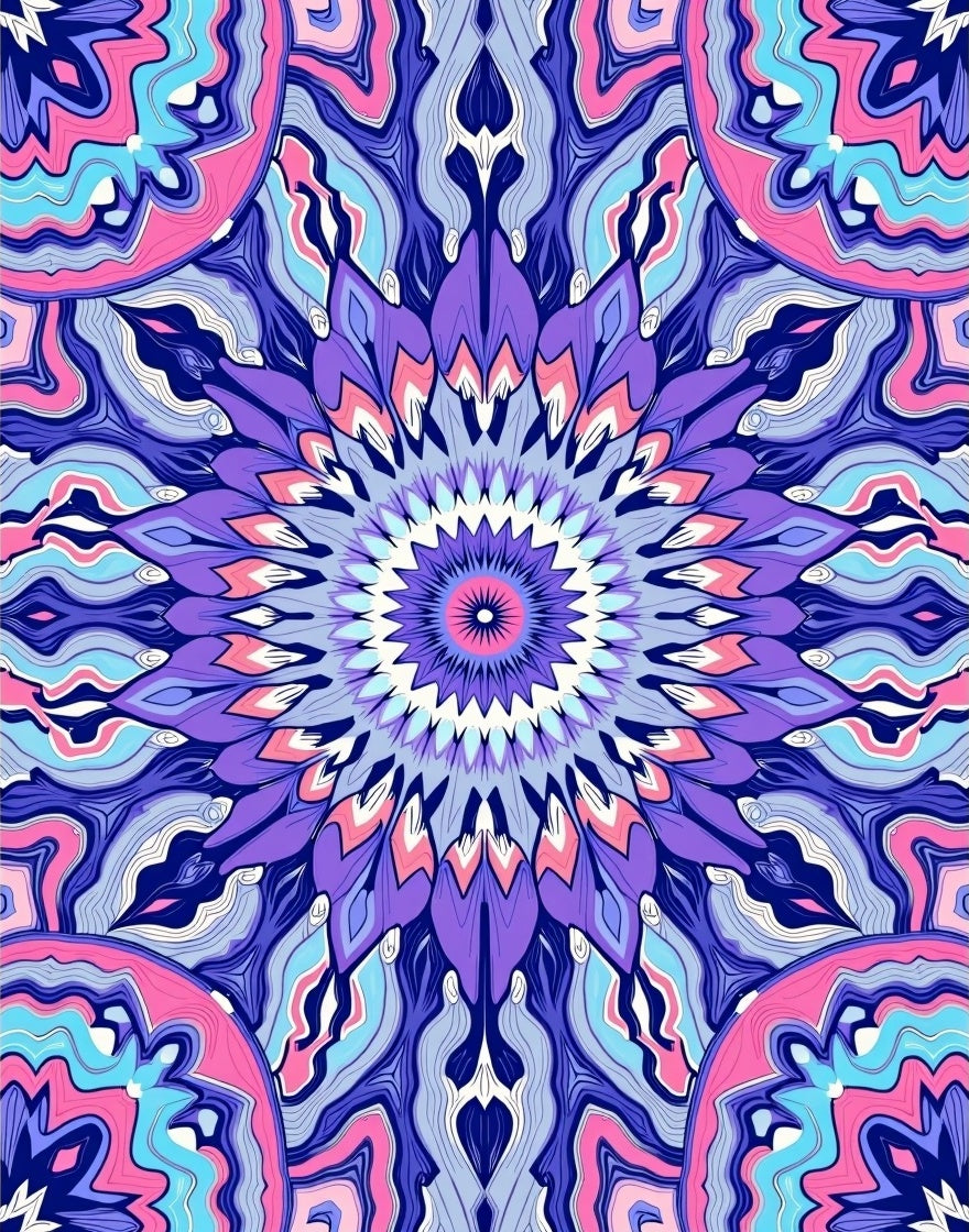 Vibrant Mandala Pattern Fluid Shapes Rug