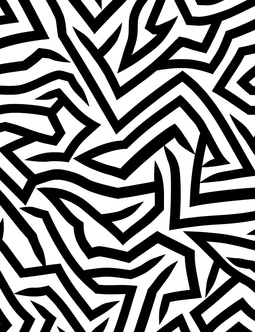 Abstract Black White Geometric Design Rug