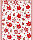 Red Santa Claus Bells Festive Snowflakes Rug
