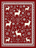Winter Deer and Snowflake Patterned Rug