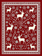 Winter Deer and Snowflake Patterned Rug
