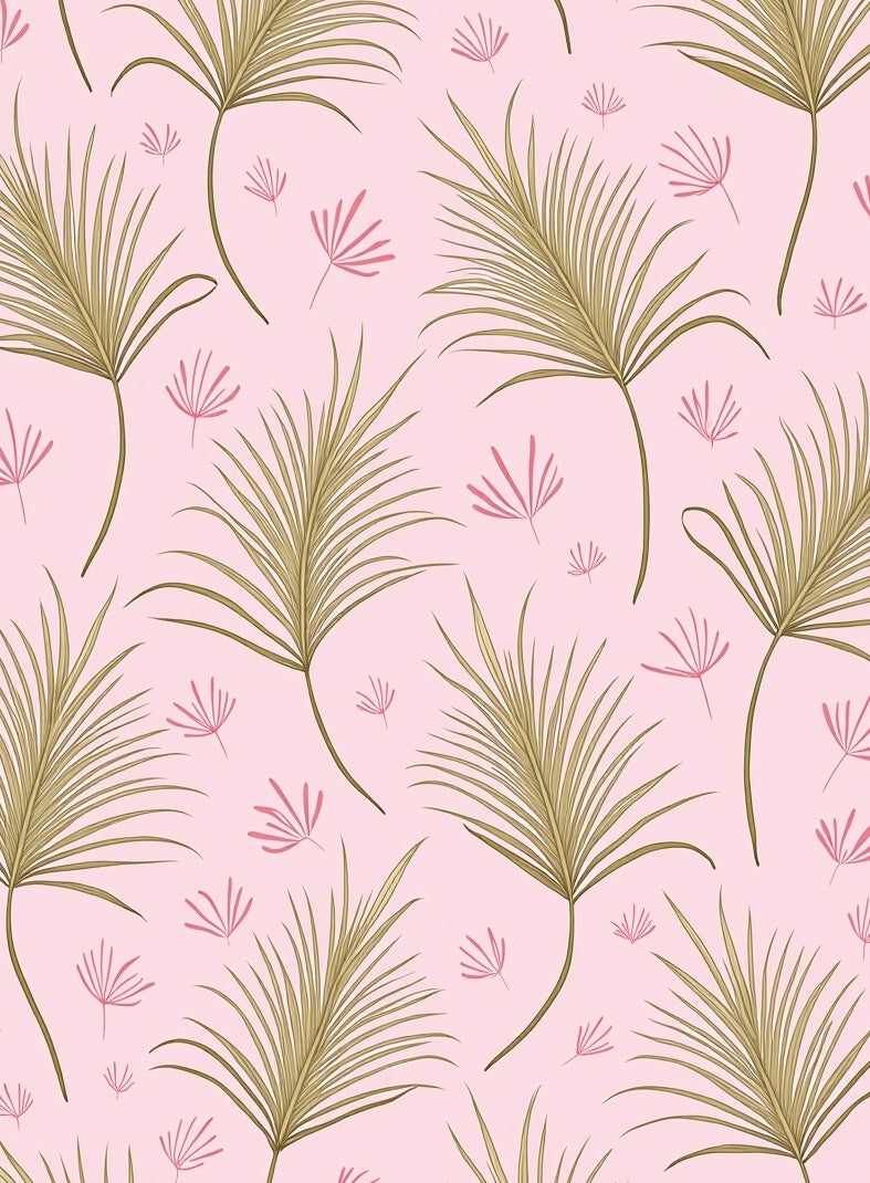 Tropical Palm Leaf Pink Pattern Rug