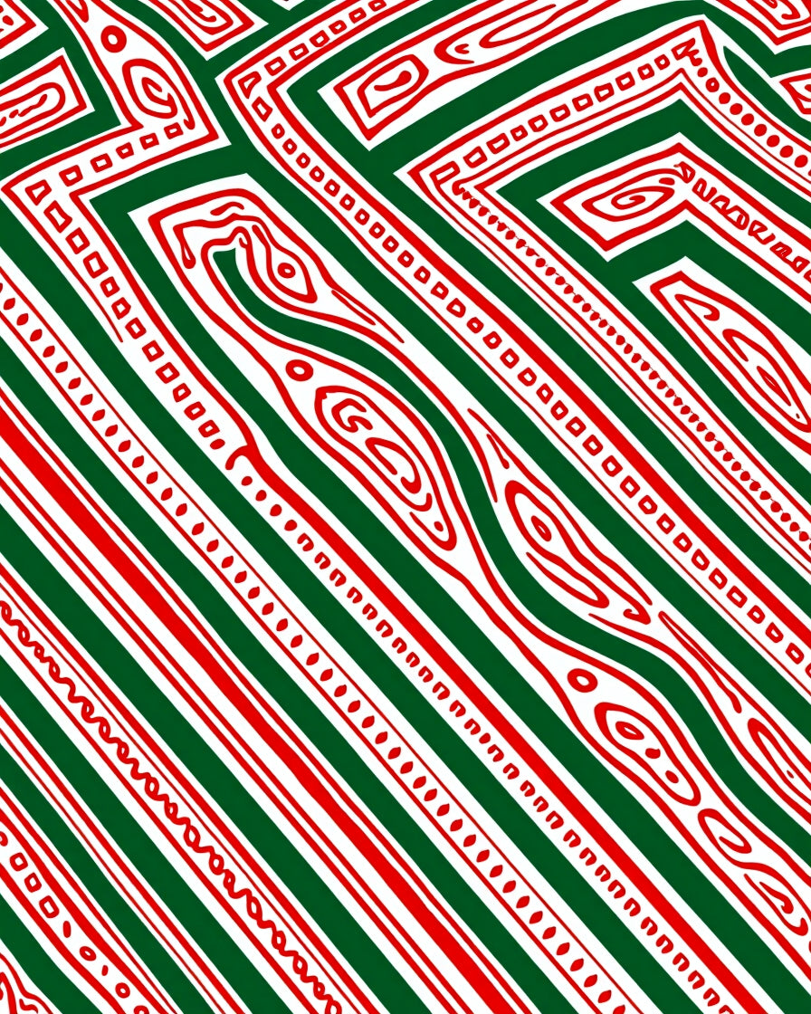 Abstract Red Green Swirl Stripes Rug
