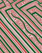 Abstract Red Green Swirl Stripes Rug