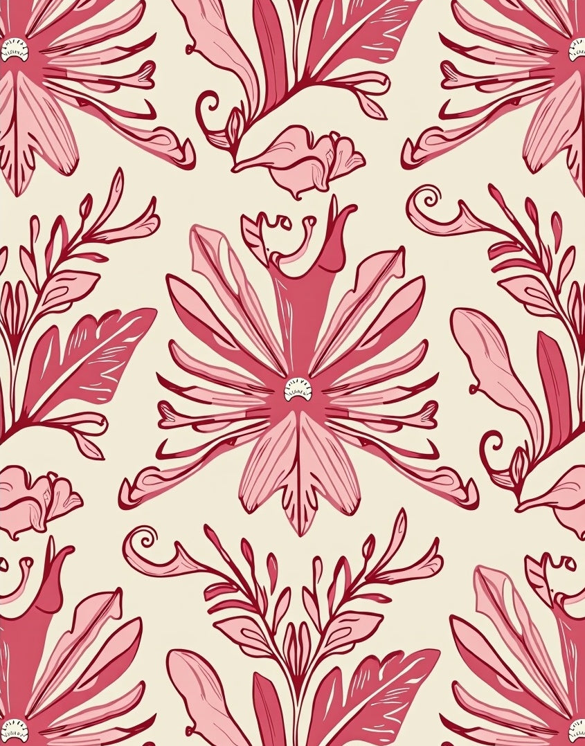 Floral Nouveau Pink Pattern Rug