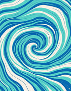 Aqua Blue Cream Swirling Waves Rug