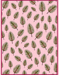 Pink Green Feathery Tropical Leaves Rug