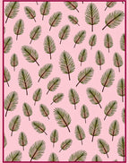 Pink Green Feathery Tropical Leaves Rug