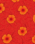Vibrant Red Abstract Floral Pattern Rug