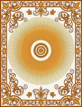 Golden Sunburst Ornate Scrollwork Rug