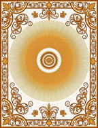 Golden Sunburst Ornate Scrollwork Rug