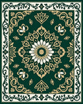 Emerald Green Mandala Floral Art Rug