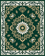 Emerald Green Mandala Floral Art Rug