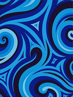Abstract Blue Swirl Geometric Pattern Rug