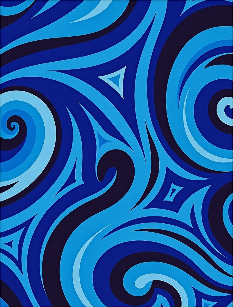 Abstract Blue Swirl Geometric Pattern Rug