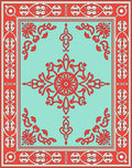 Red Elaborate Floral Medallion Design Rug