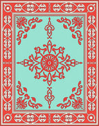 Red Elaborate Floral Medallion Design Rug