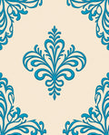Classic Teal Damask Pattern Rug