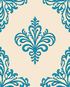 Classic Teal Damask Pattern Rug