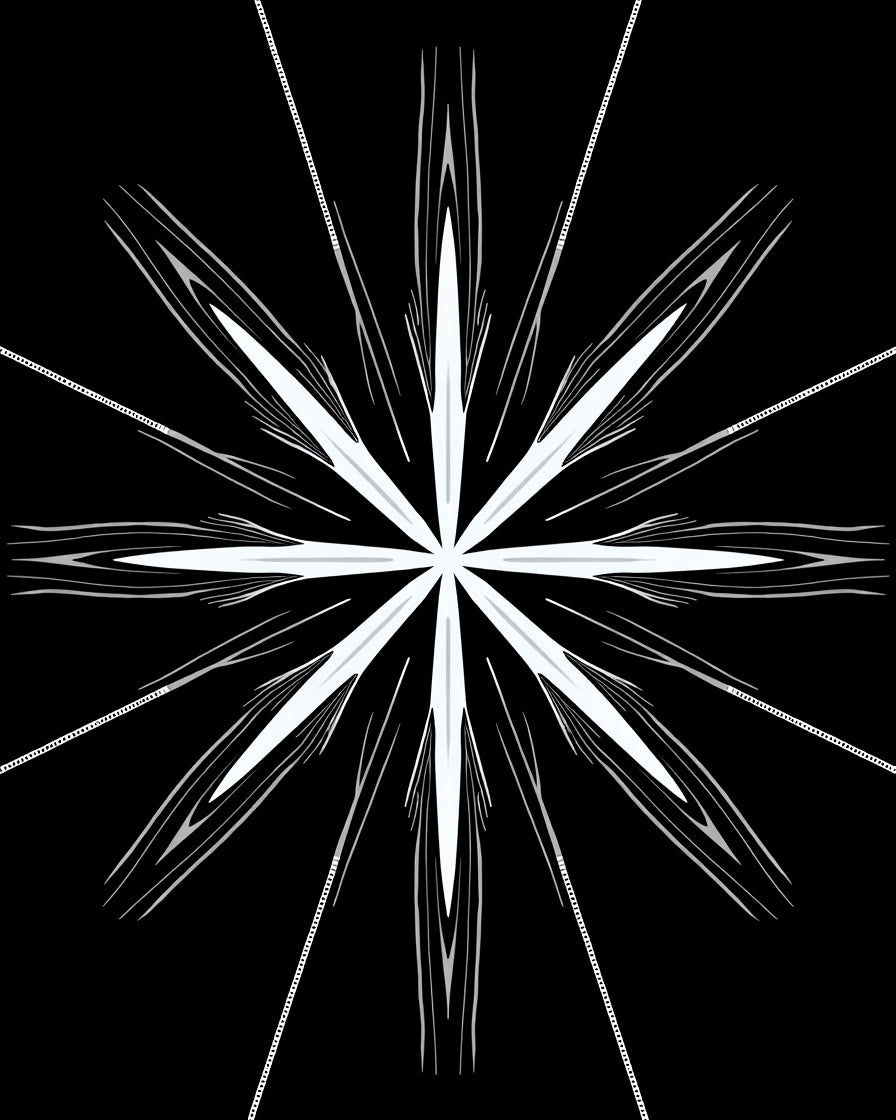Symmetrical Starburst In White And Grey Rug