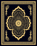 Black Gold Floral Scroll Design Rug
