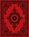 Bold Black Scrollwork Red Rug