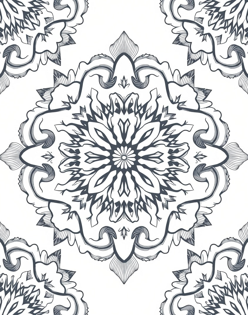 Intricate Floral Mandala Pattern Rug