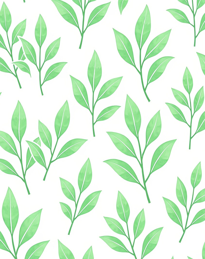 Whimsical Green Leaves Pattern Design Rug