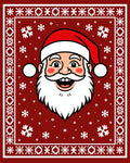 Festive Red Santa Claus Snowflake Border Rug