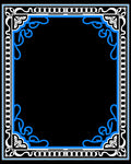 Ornate Blue White Scroll Pattern Rug