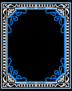 Ornate Blue White Scroll Pattern Rug