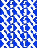 Bold Blue White Interlocking Geometric Pattern Rug