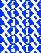 Bold Blue White Interlocking Geometric Pattern Rug