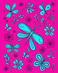 Whimsical Turquoise Butterfly Garden Bloom Rug
