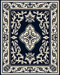 Classic Navy With Cream Floral Design Rug
