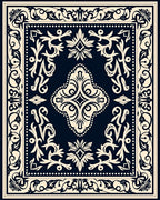 Classic Navy With Cream Floral Design Rug