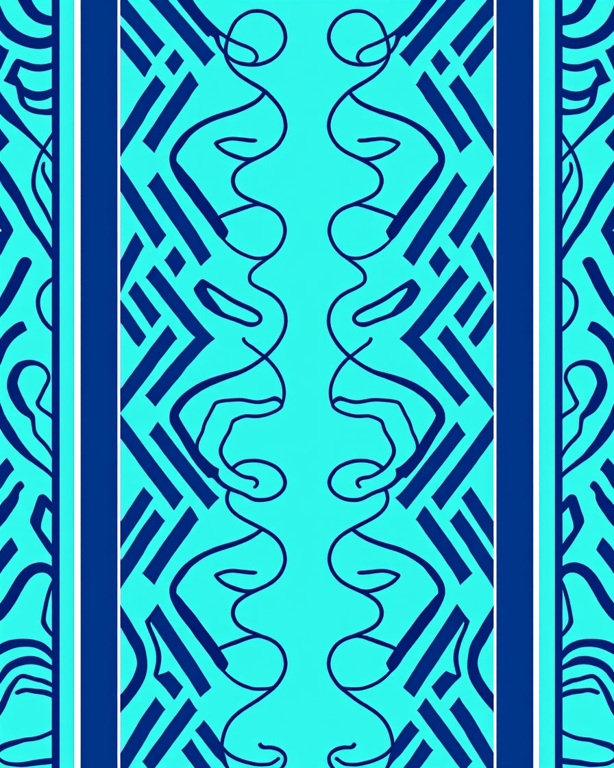 Bold Teal Geometric Swirl Pattern Rug