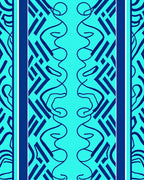 Bold Teal Geometric Swirl Pattern Rug