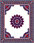 Bold Red Blue Ornamental Floral Rug