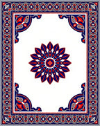 Bold Red Blue Ornamental Floral Rug