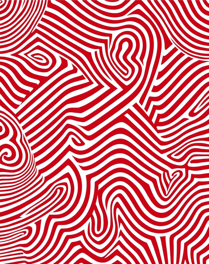 Vivid Red Abstract Swirl Rug