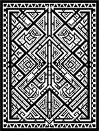 Bold Black White Geometric Maze Design Rug