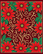 Red Flower Vine Abstract Pattern Rug