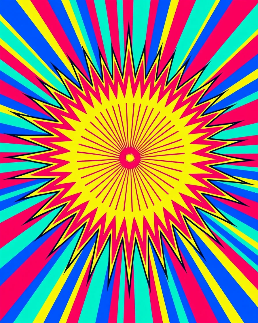 Radiant Pop Art Sunburst Rug